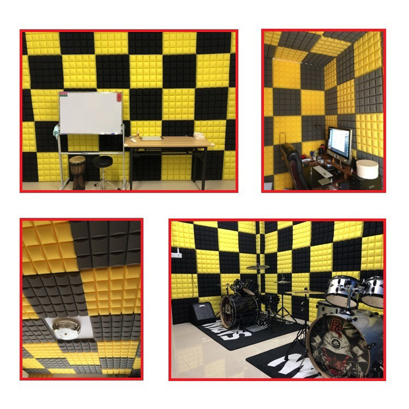High Density Black Waterproof Wedges Acoustic Foam 30X30cm Studio KTV Sound Proof Wall Panel Sound Acoustic Foam Ceiling