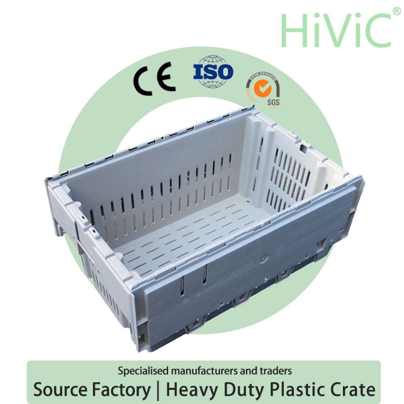 Fruit Collapsible Vegetable Basket Plastic Stocked Vented Foldable Crate