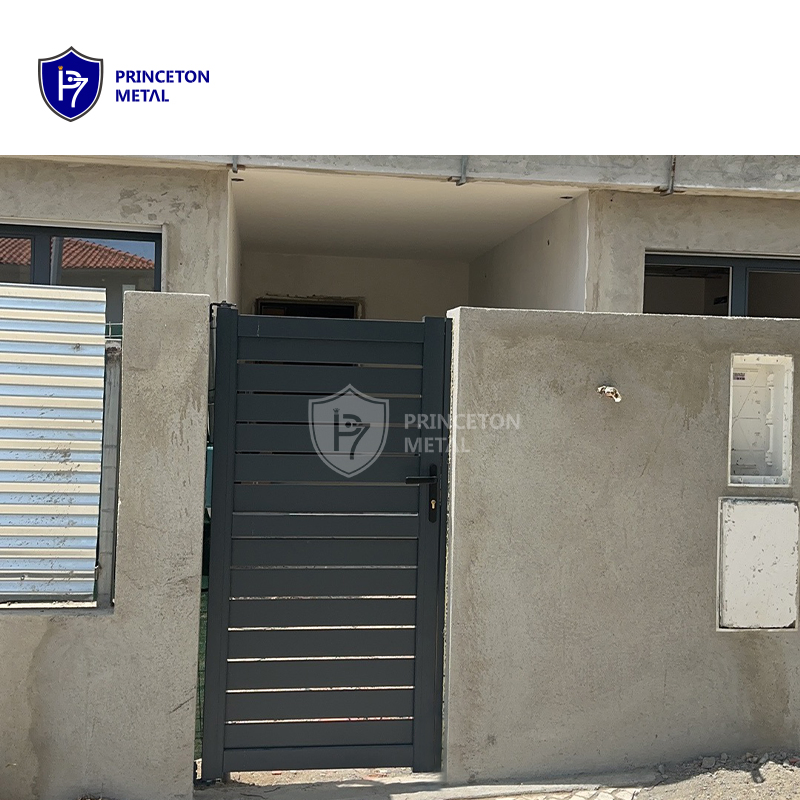 Modern Style Black Front Door Aluminum Slat Walkway Gate for Garden Yard Home