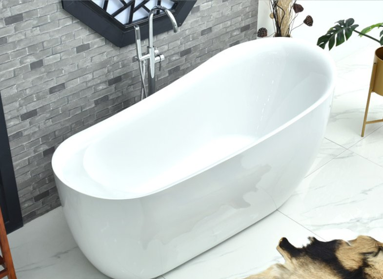 Comfortable OEM White Oval Bathroom Acrylic Bath Tub with Accessory