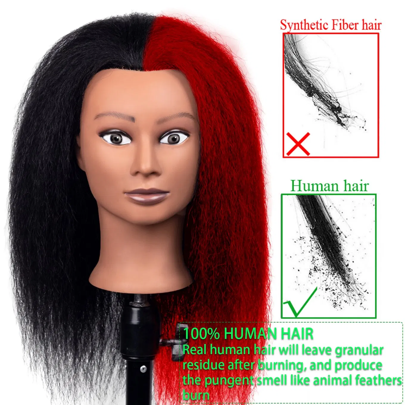 Манекен-голова для парикмахеров Afro с подставкой