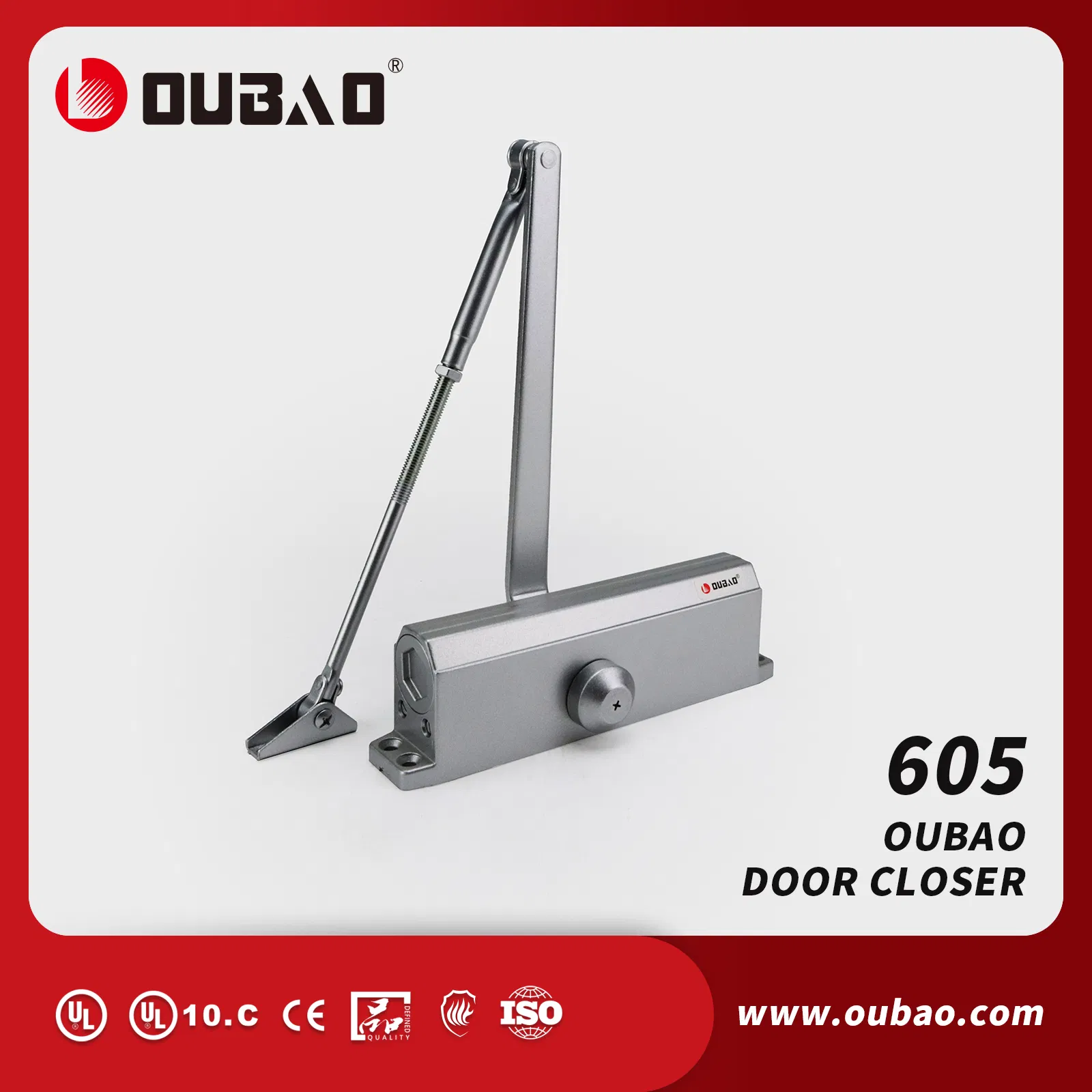 Adjustable CE&UL Fireproof Aluminum Listed Door Closer for 80-120kg Door (605)