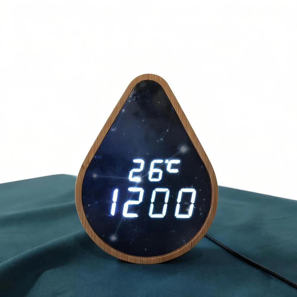 OEM Bamboo Smart Alarm Clock with Tumbler Style LED Clock