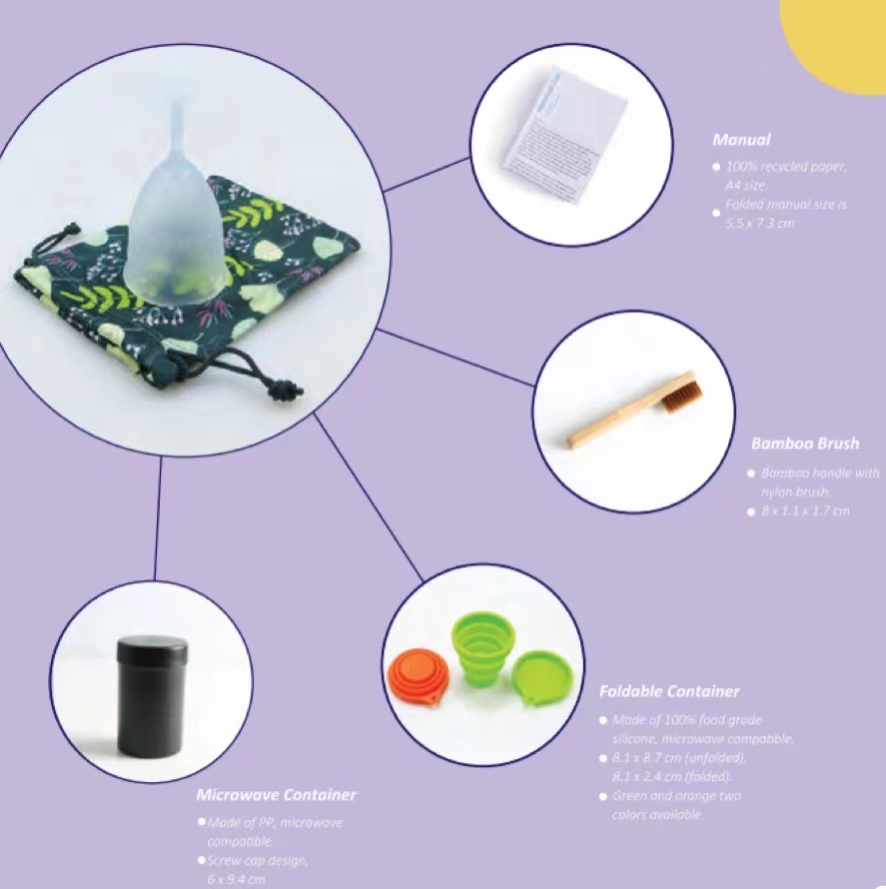 Long Handle Soft Menstrual Cup Medical Degrade Silicone Size S