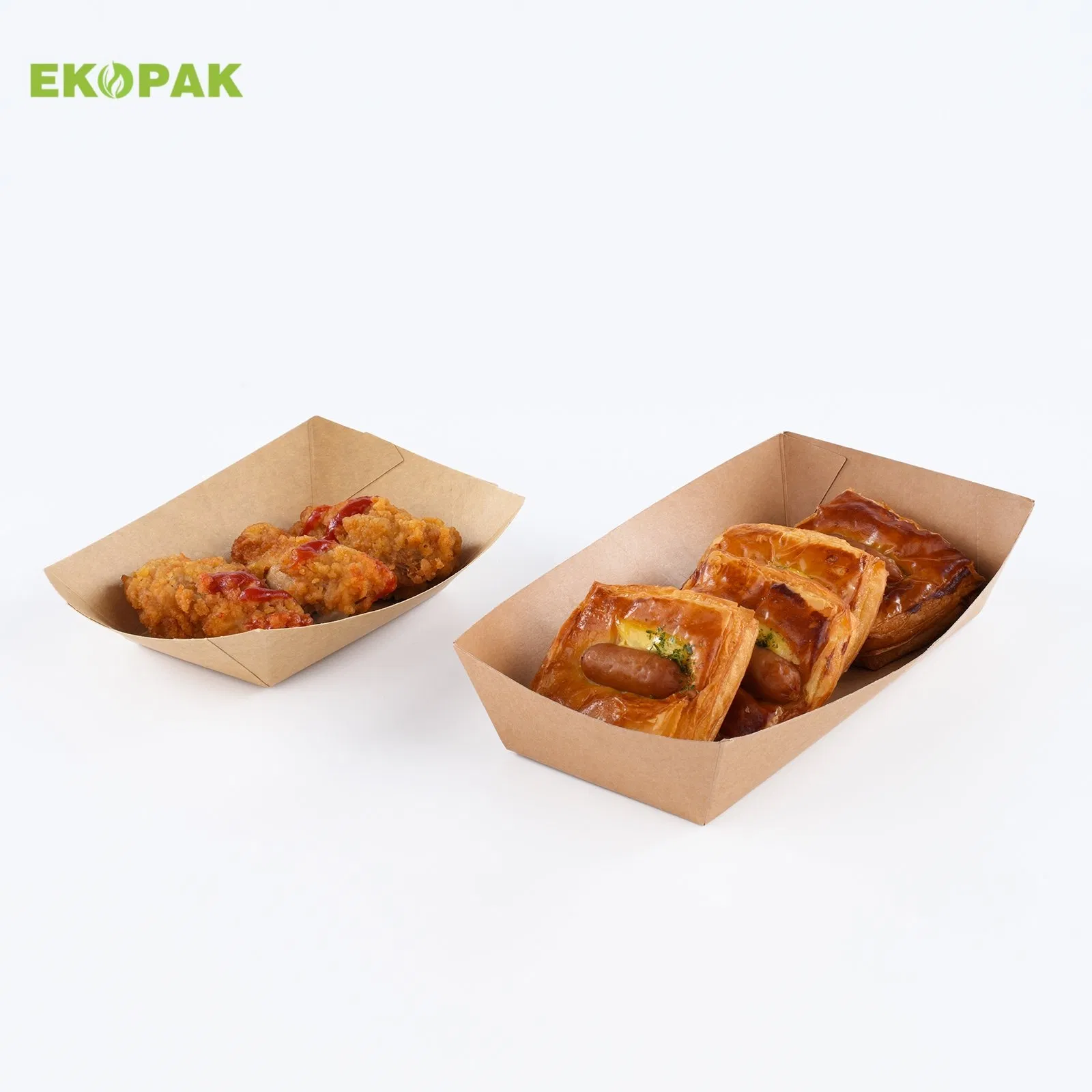 Paper Food Tray Disposable Kraft Paper Food Serving Tray Bulk Brown for Nachos Tacos BBQ Fries