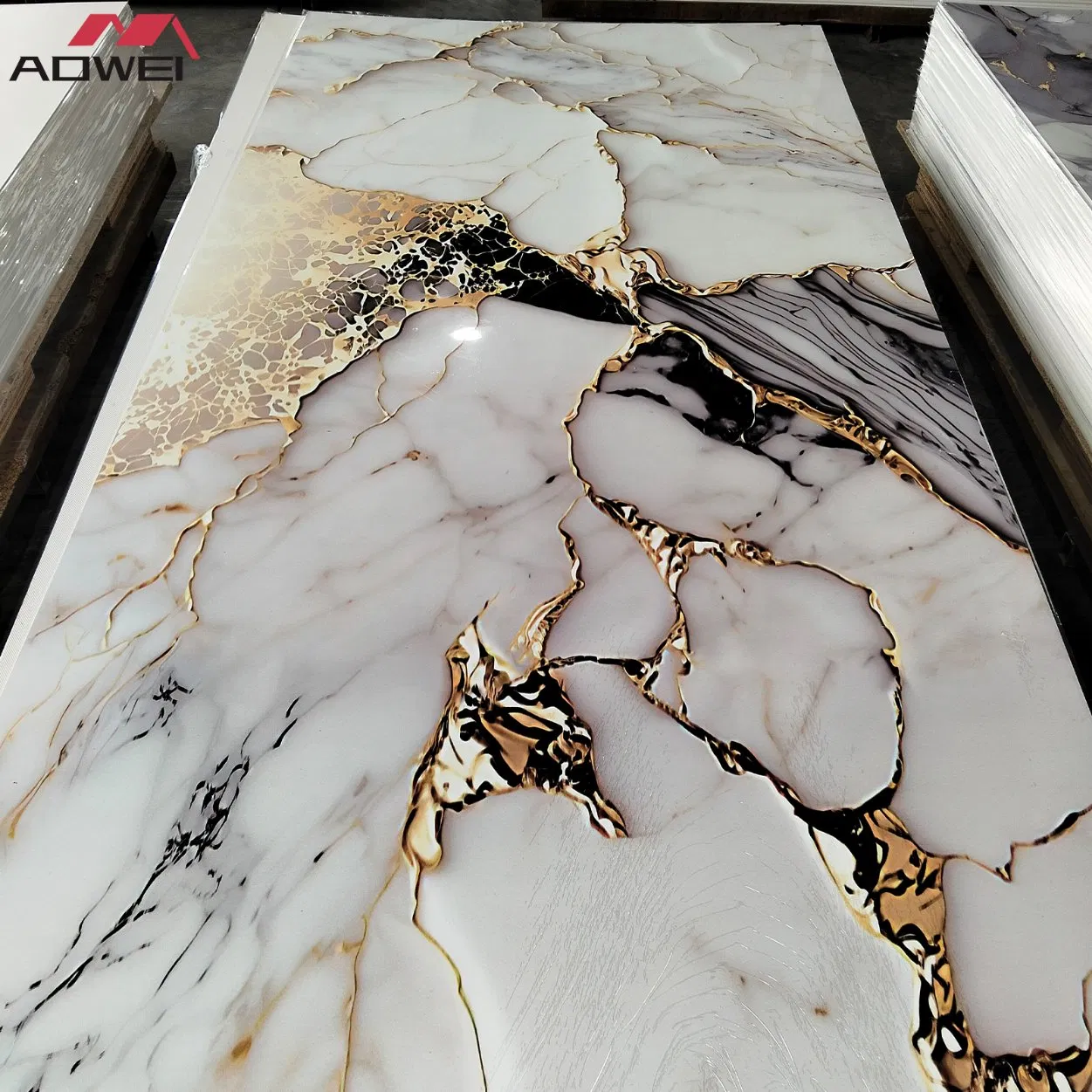 Decoration UV Coated 3D Marble Plastic Faux Pet WPC PVC Wall Panel for Living Room