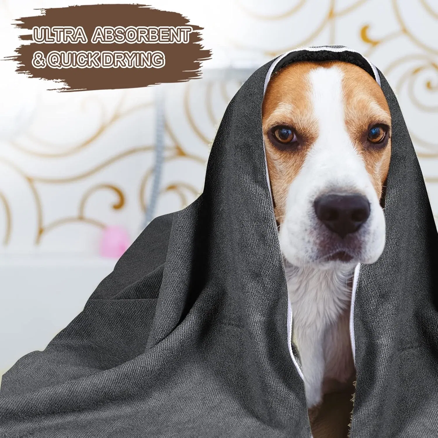 Custom 100% Microfiber Dog Towel Soft Washable Quick Dry Absorbent Printed Custom Pet Towel