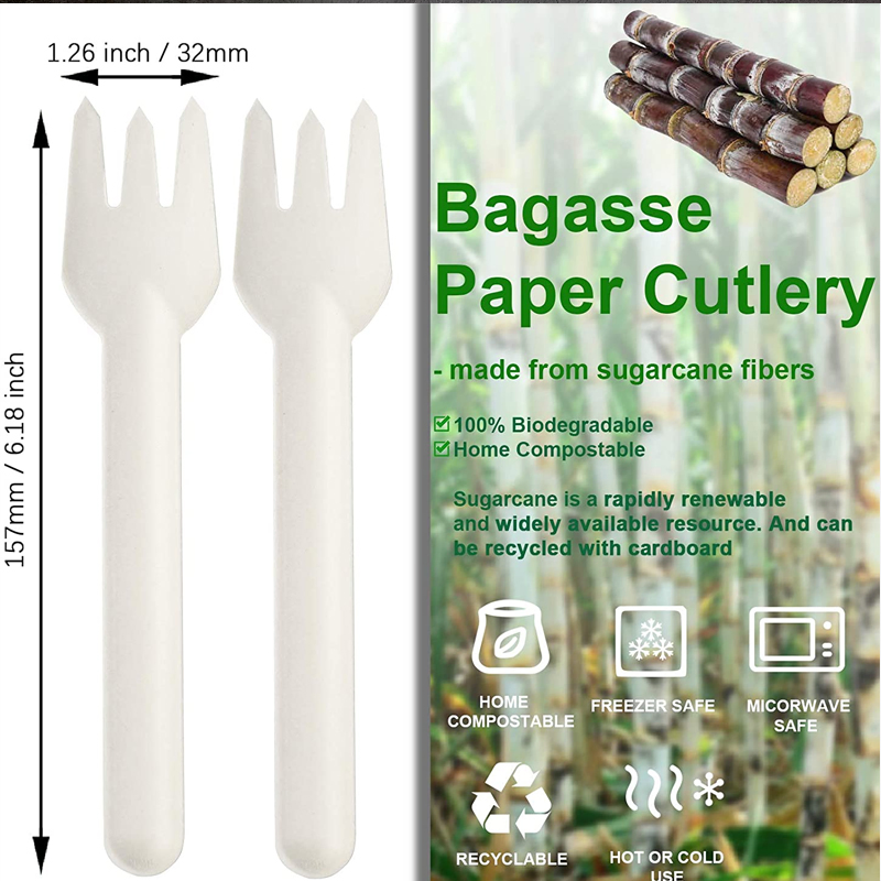 Biodegradable Bamboo Fiber Fork Disposable Cutlery Knives Organic Spoon and Forks Cutlery Set