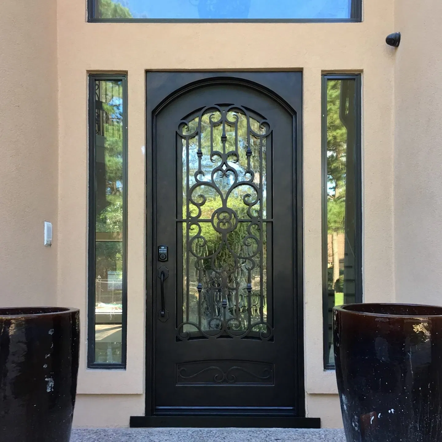 Wrought Iron Door and Glass Entrance Steel Doors Design