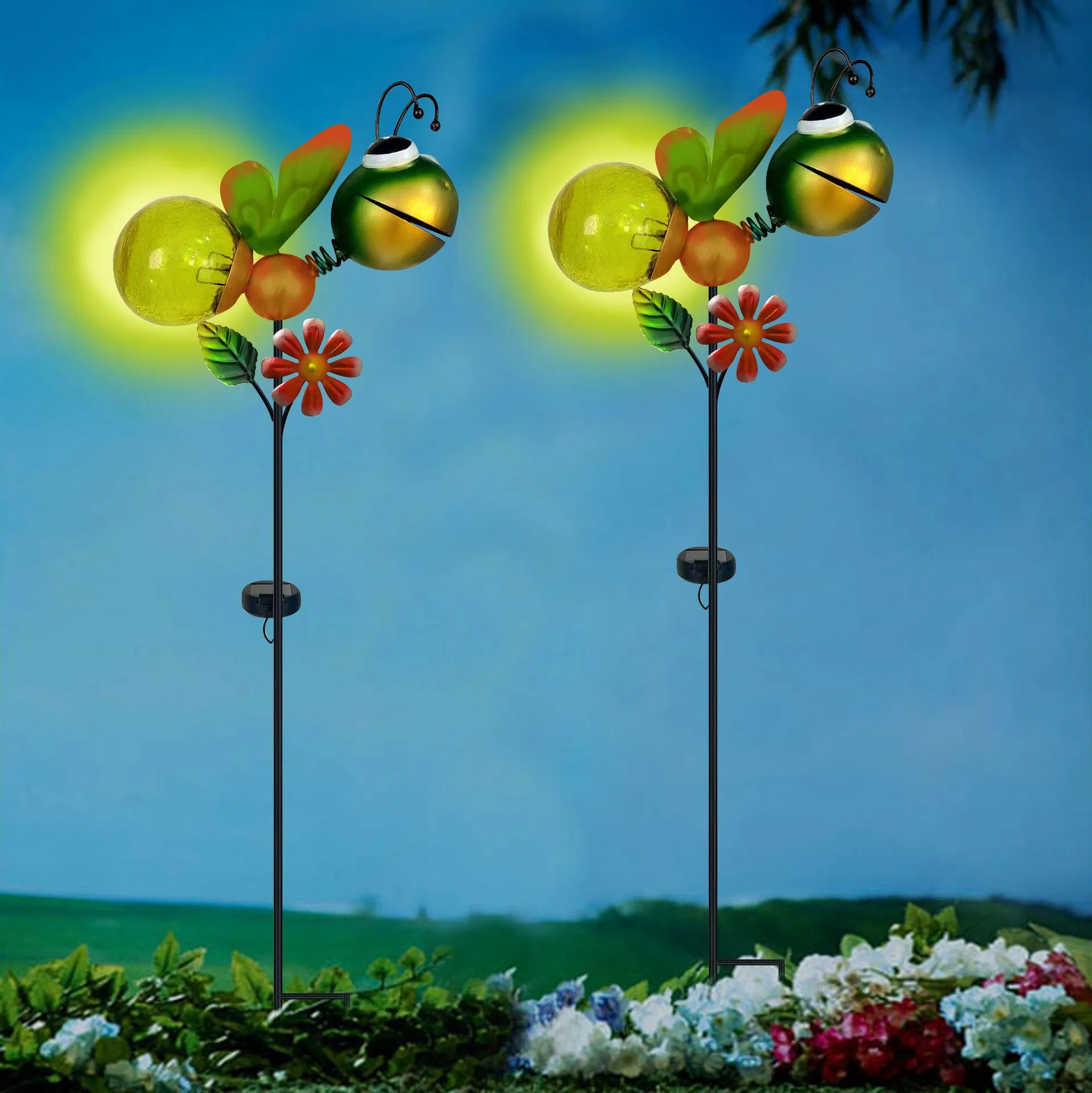 Solar Powered Decorative Lights Garden Bee Butterfly Stake for Pathway Yard Lawn Decoration Mothers Day Mom Gifts