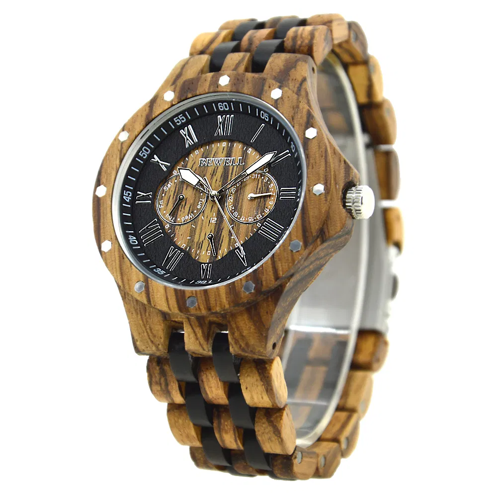 Wood Watch Factory Bewell Luxury Watches Men Wrist Custom Logo Wooden Wristwatches Relogio Masculino
