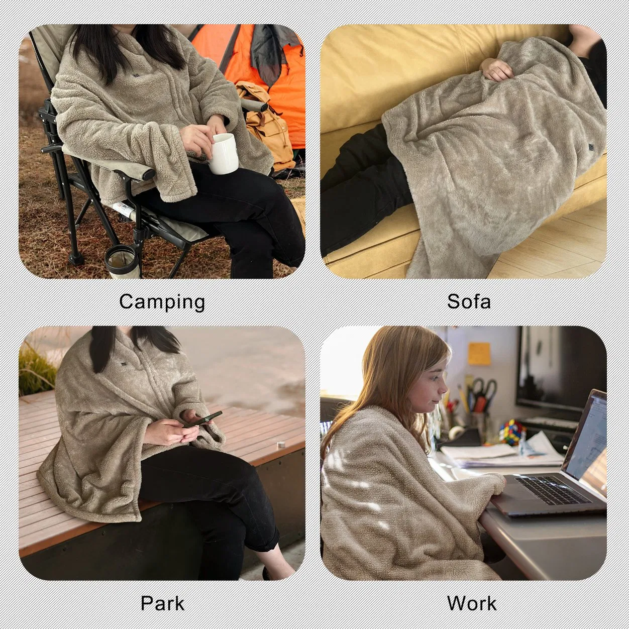 Mydays Tech Electric Heated Shawl Blanket 3-Heat Adjustable USB Powered Cold Protection