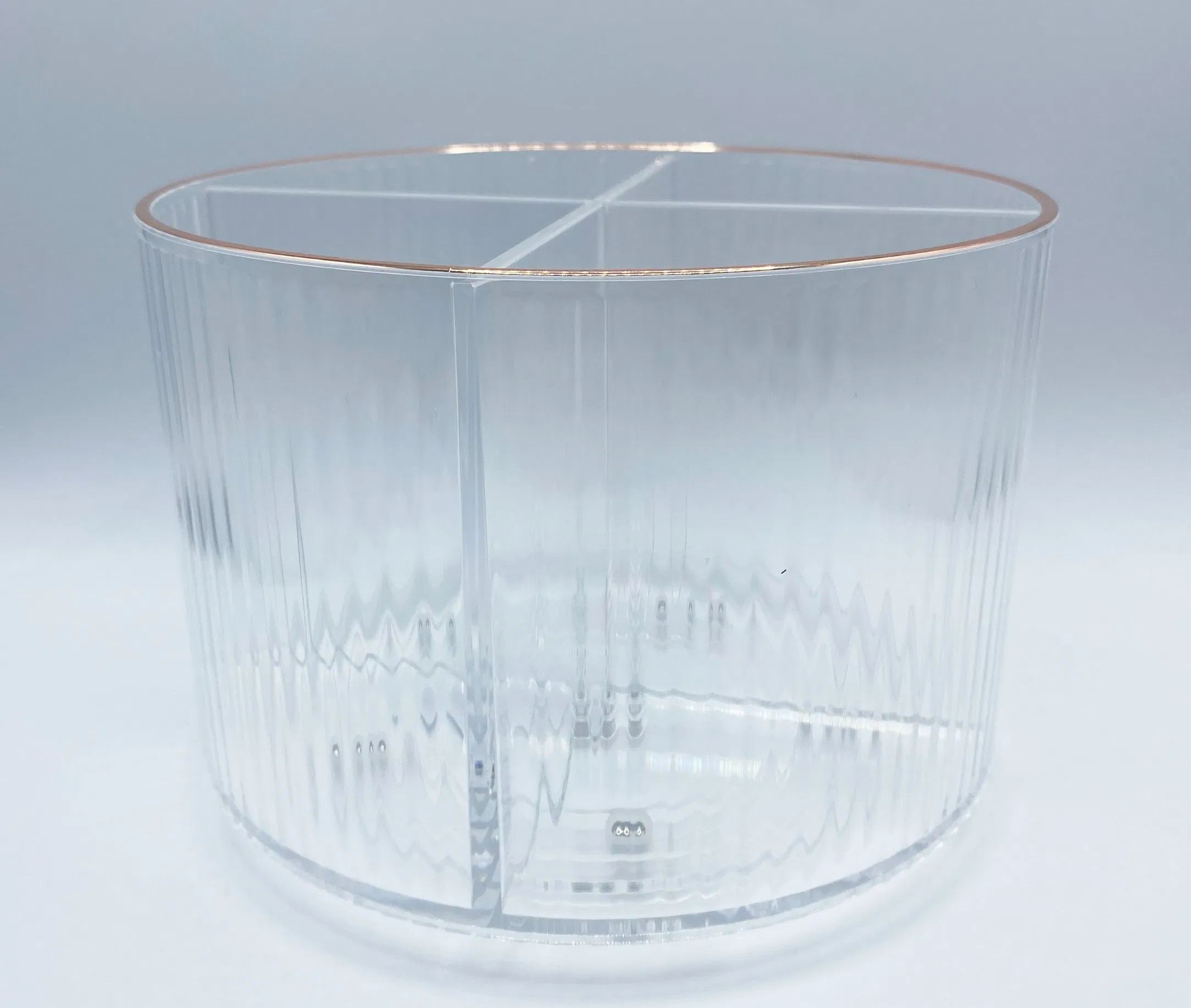 Beautiful Lady Rotatable Clear Acrylic Make up Organizer with Dividers Gold Rim