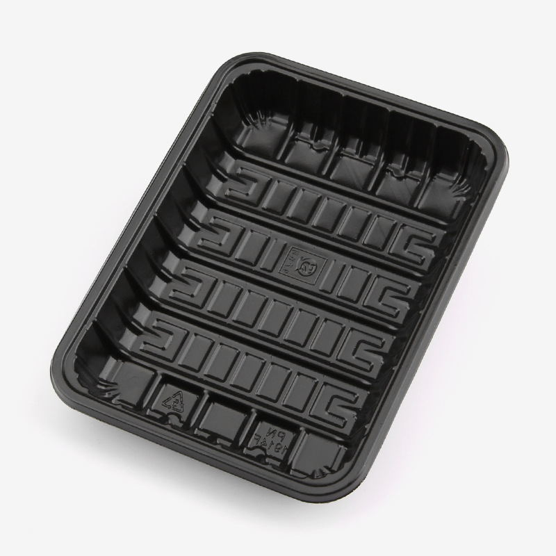 Disposable black plastic food and fruit trays HTA1813(26)