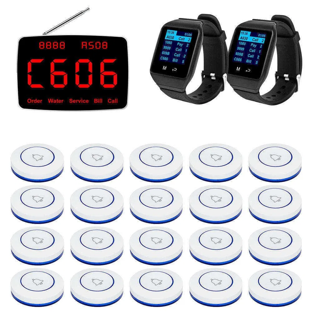 Catel Wireless Pager System 20 Buttons 2 Watch Pagers 1 Receiver