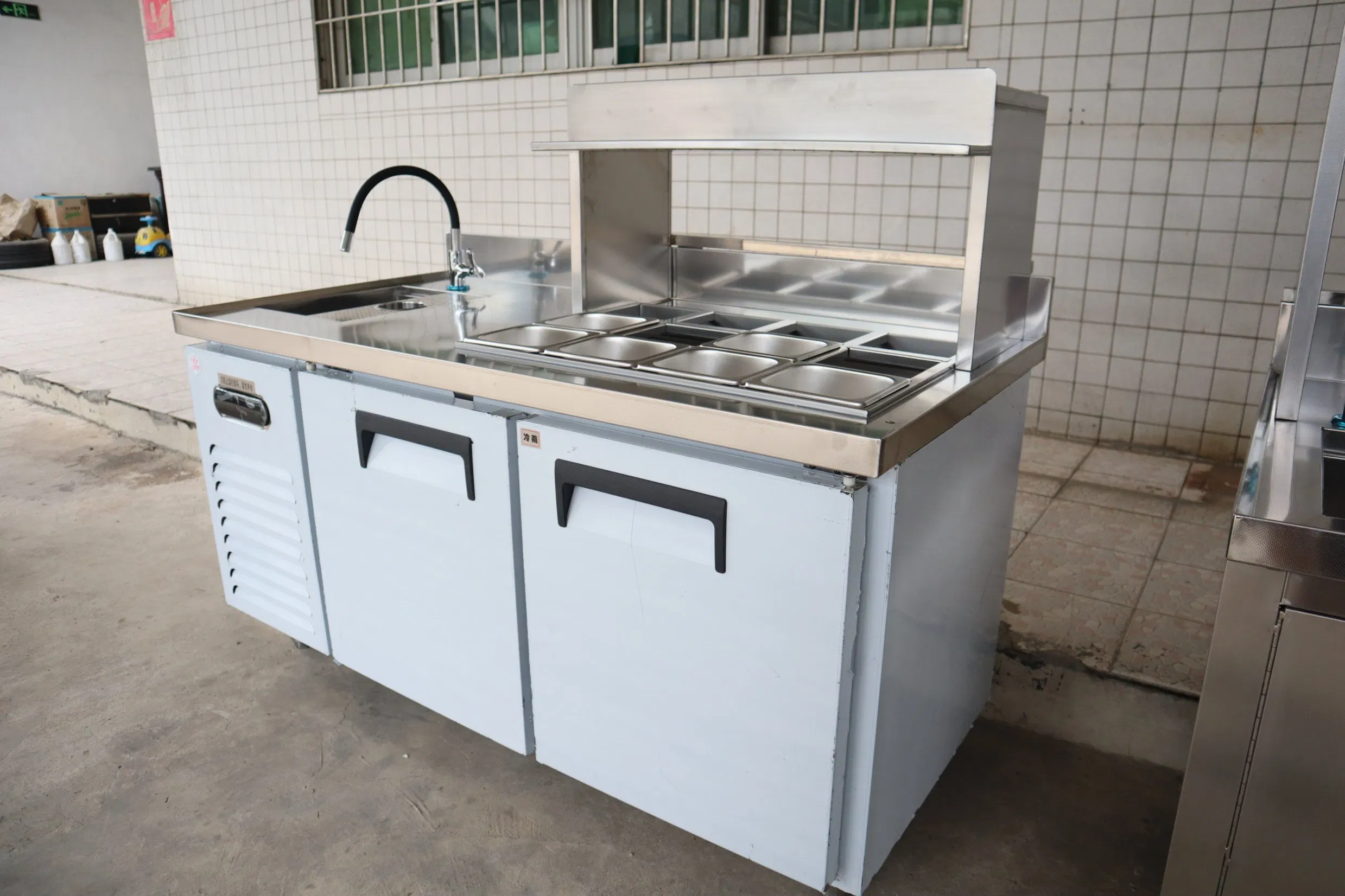 Customized Milk Tea Console Table with Water Bar and Cabinet or Drawer