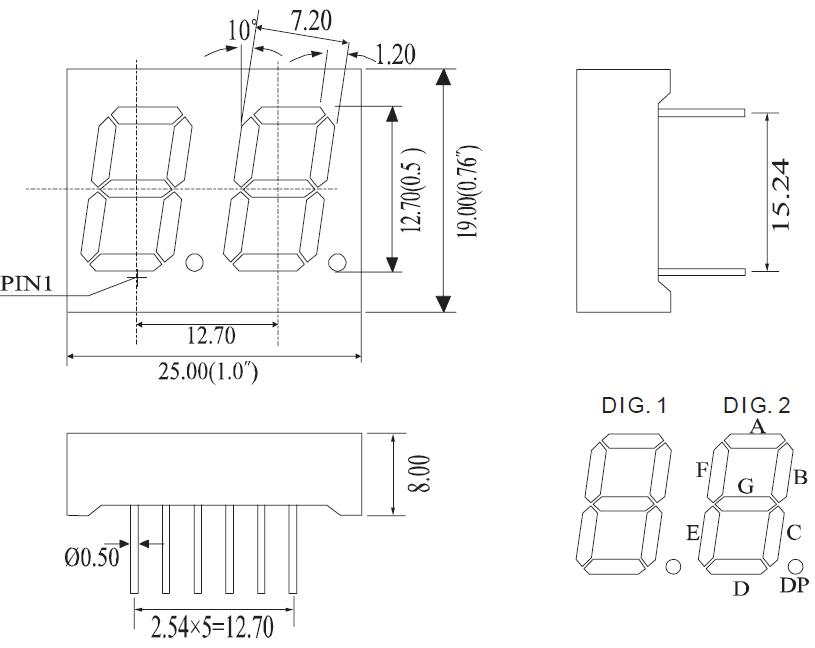 0.5 Inch Dual Digits 7 Segment LED Display with RoHS From Expert Manufacturer