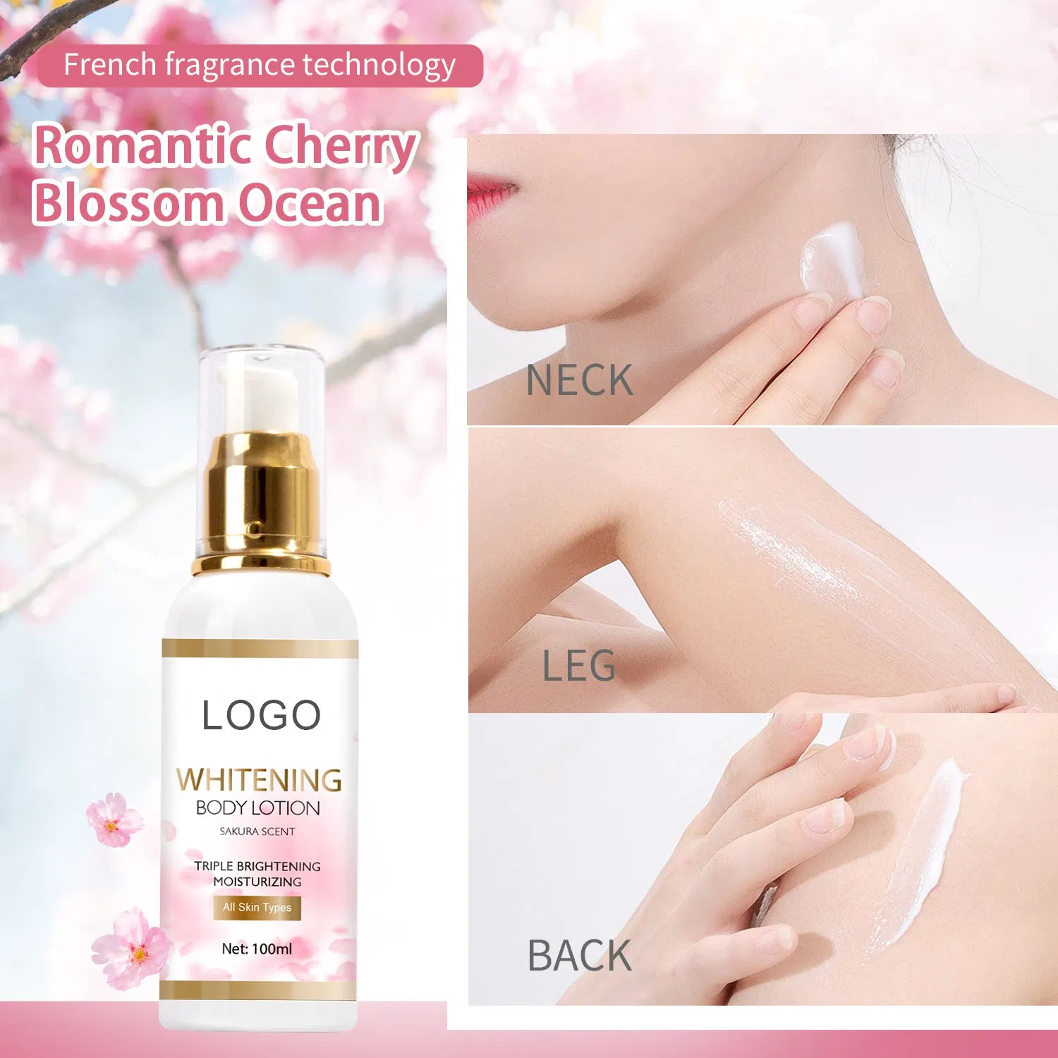 Beauty Cosmetics Skin Care Sakura Scent Moisturizing Whitening Body Lotion