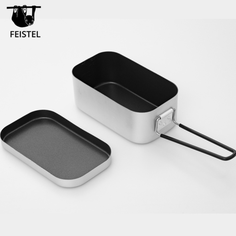 Aluminum Lunch Box Outdoor Heated Lunch Box with Lid with Handle Camping Travel Cooking Food Box