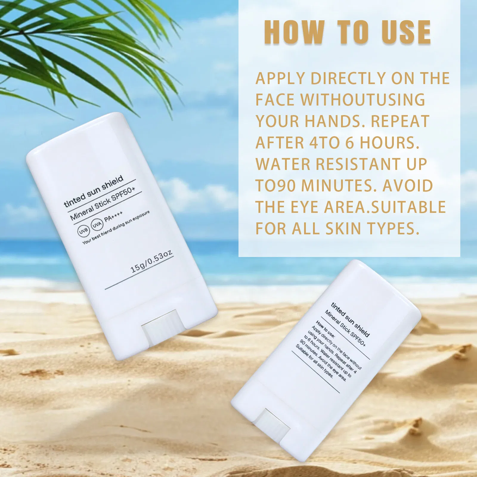 Beauty Cosmetics Skin Care SPF 50 Mineral Face Sunscreen Non-Sticky Sunscreen Stick