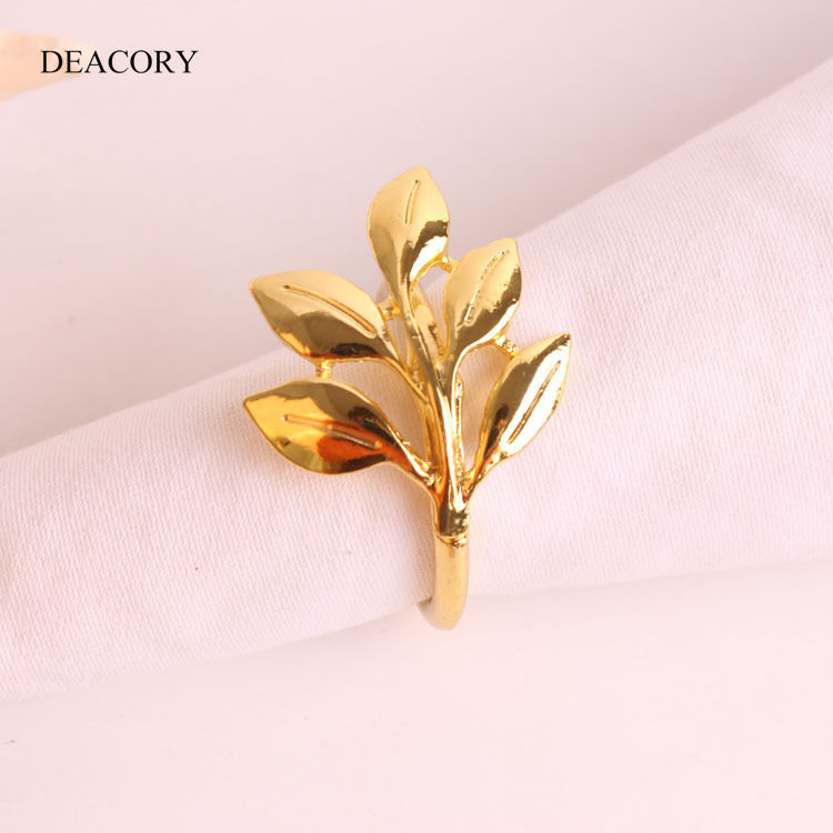 Wholesale High Quality Leaf Shape Gold Silver Napkin Ring Metal for Hotel