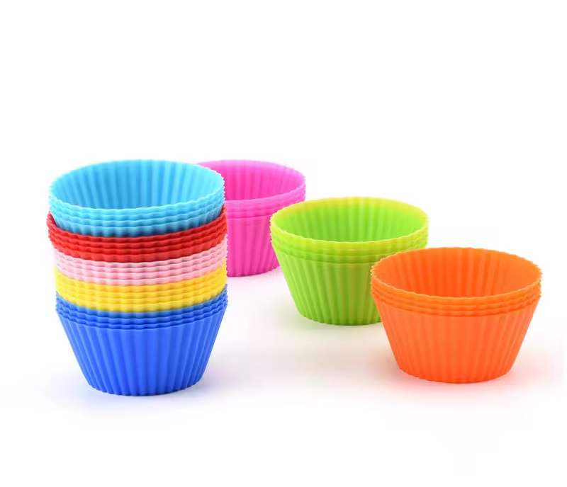 Colorful Silicone Muffin Cups & Cake Molds - Ideal for Home Bakers and Professionals Reusable Silicone Cupcake Liners Cake Mold
