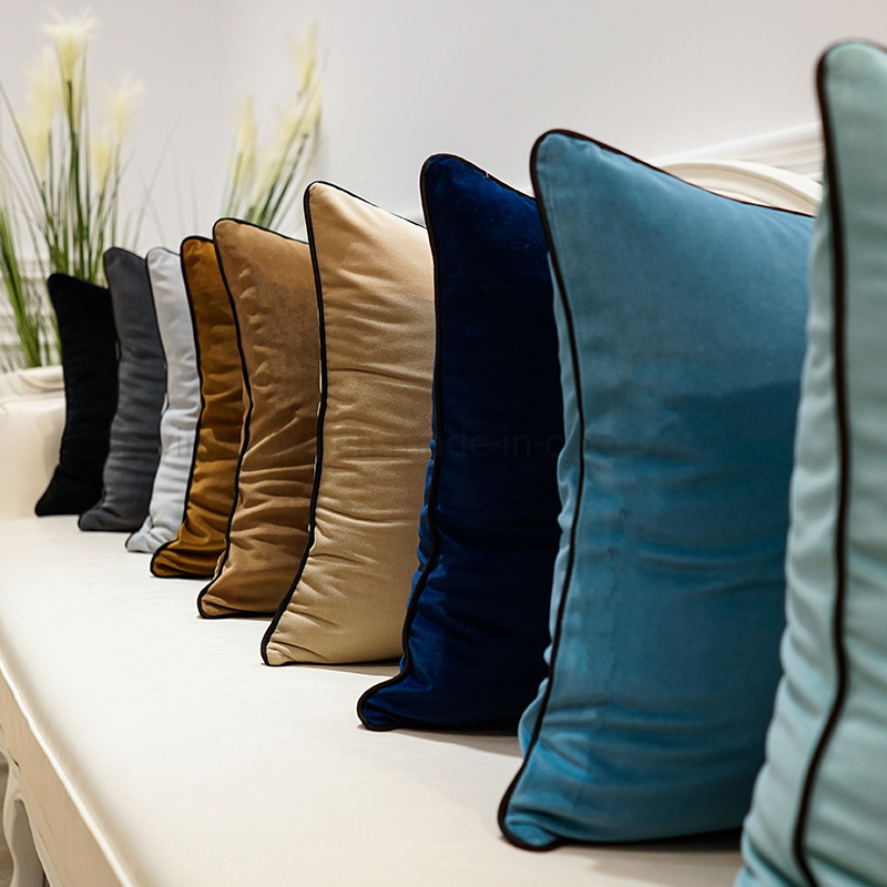 Hotel Bedroom Sofa Simple Comfortable Solid Color Velvet Decoration Cushion