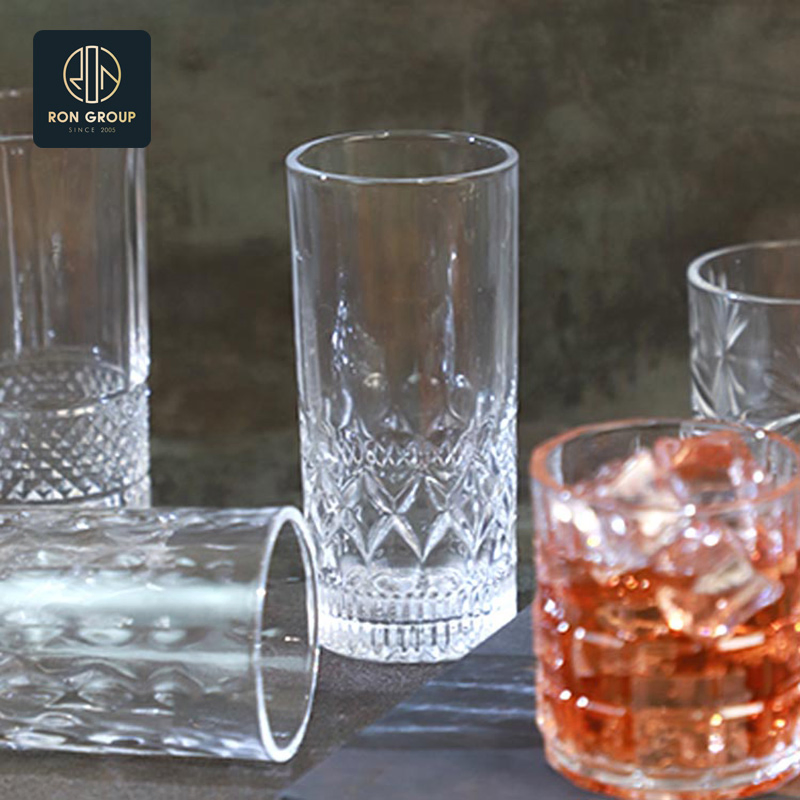 Bar Colored Whiskey Cocktail Juice Iced Coffee Water Tea Drinking Acrylic Wine Glass Cup