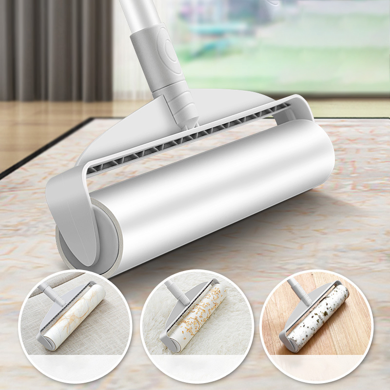Long Handle Sticky Mop Lint Rollers Floor Carpet Fuzz Cleaning Mop Dust Removal Roller Pet Hair Lint Remover