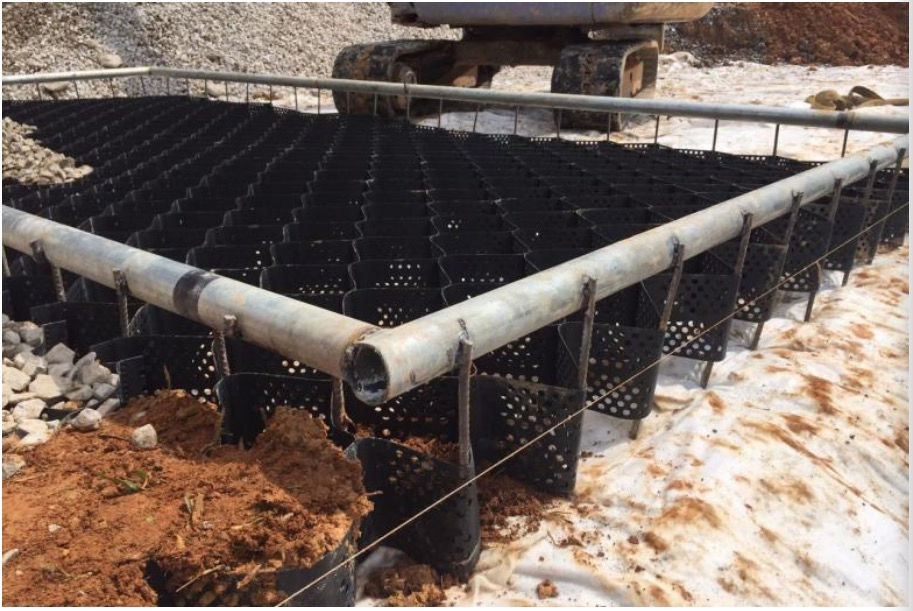 Perforated and Textured Plastic Geocells for Heavy Trucks Traffic Road