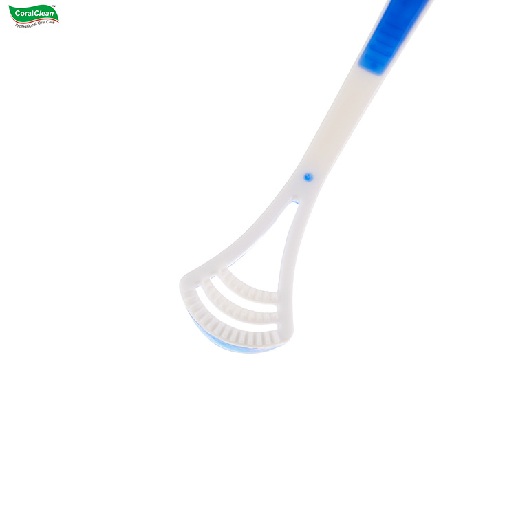 Wholesale Disposable Personal Care Tongue Massage Scraper Plastic Adult Tongue Cleaner Oral Cleaning Blister Packing