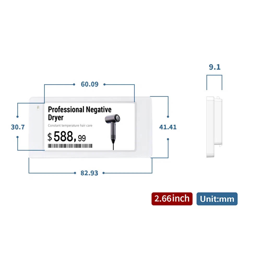 Black and White 2.66 Inch E-Ink Price Tag Solution