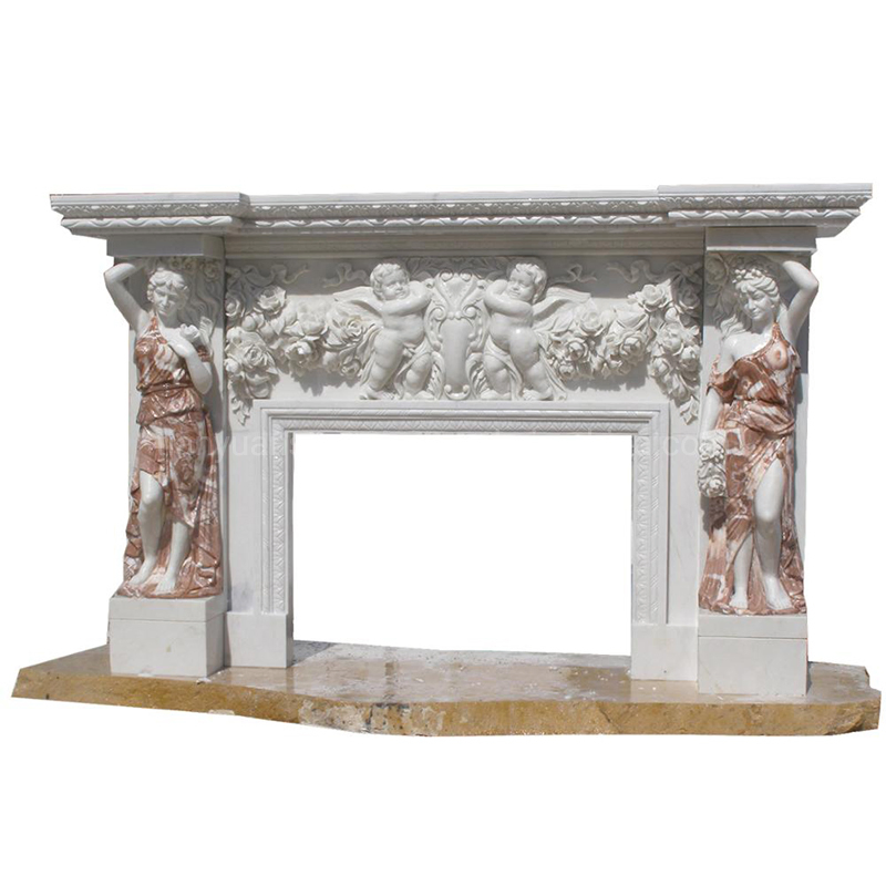 European Style Indoor Carving Marble Fireplace with Mantel