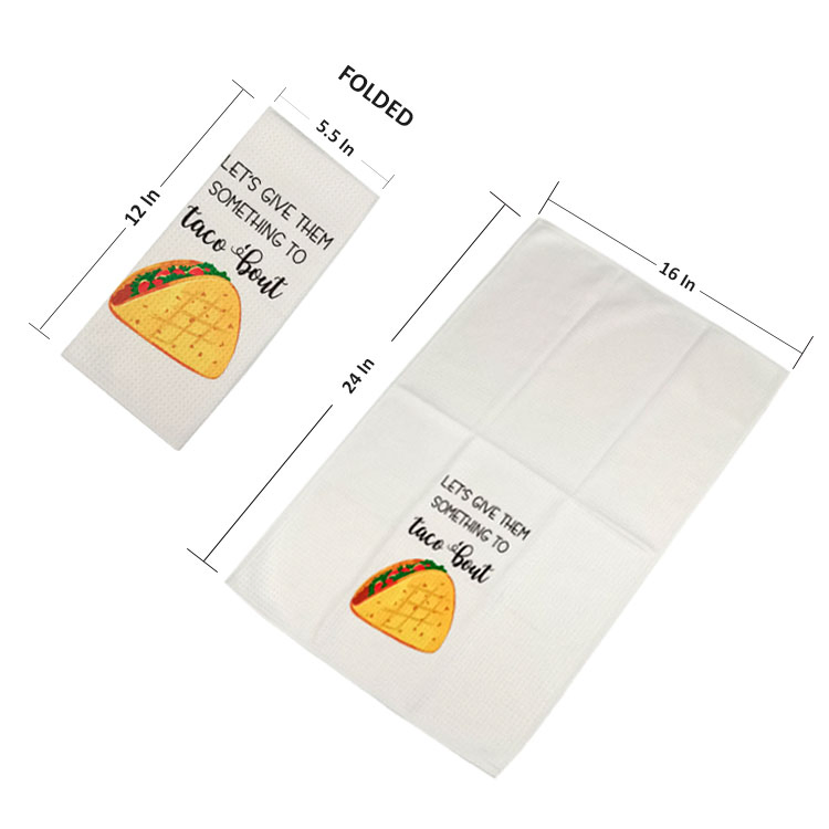 Water Absorbent White Waffle Weave Microfiber Kitchen Cleaning Dish Tea Towel for Sublimation