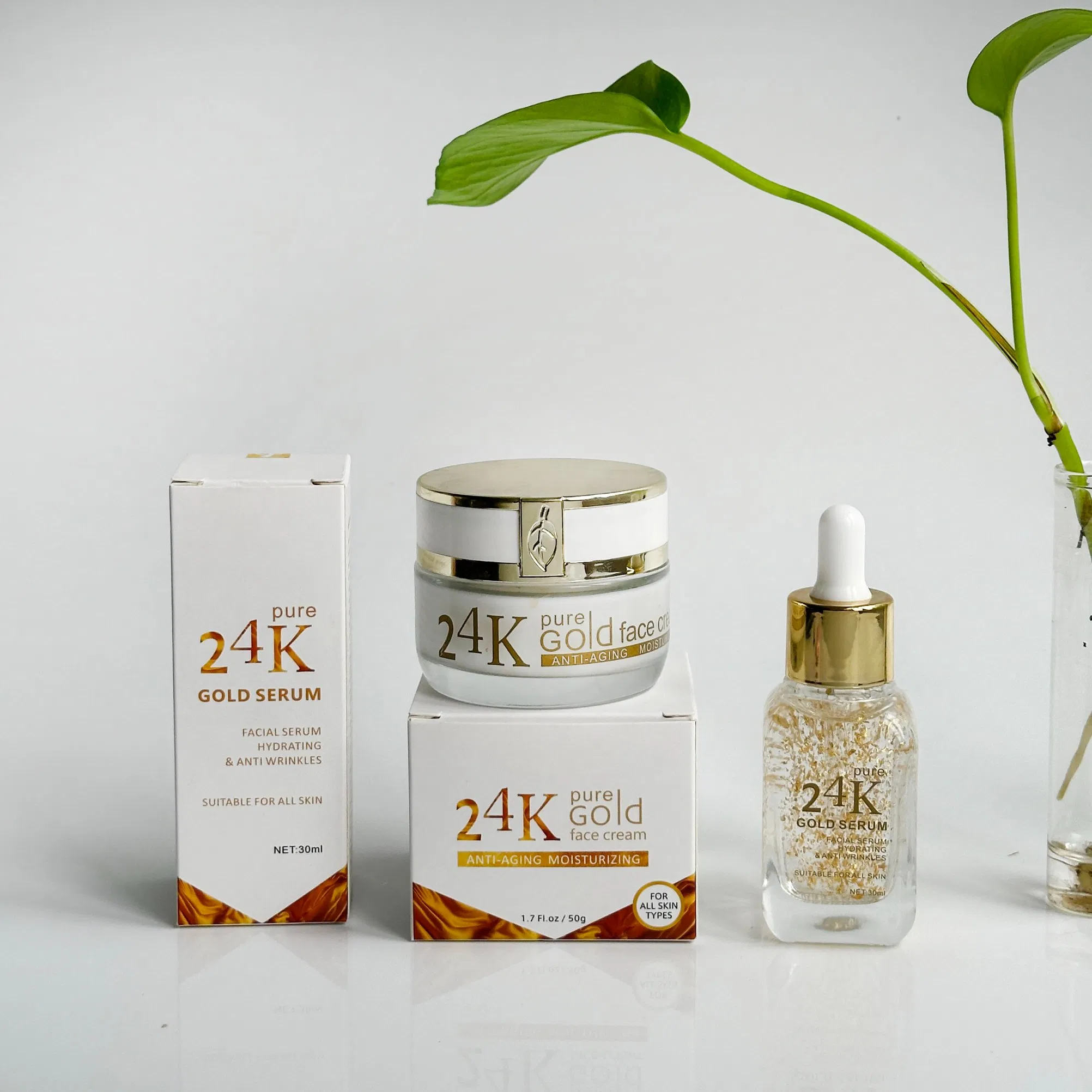 Face Care 24K Gold Hydrating Serum Anti Wrinkle Moisturizing Cream 24K Gold Serum Set