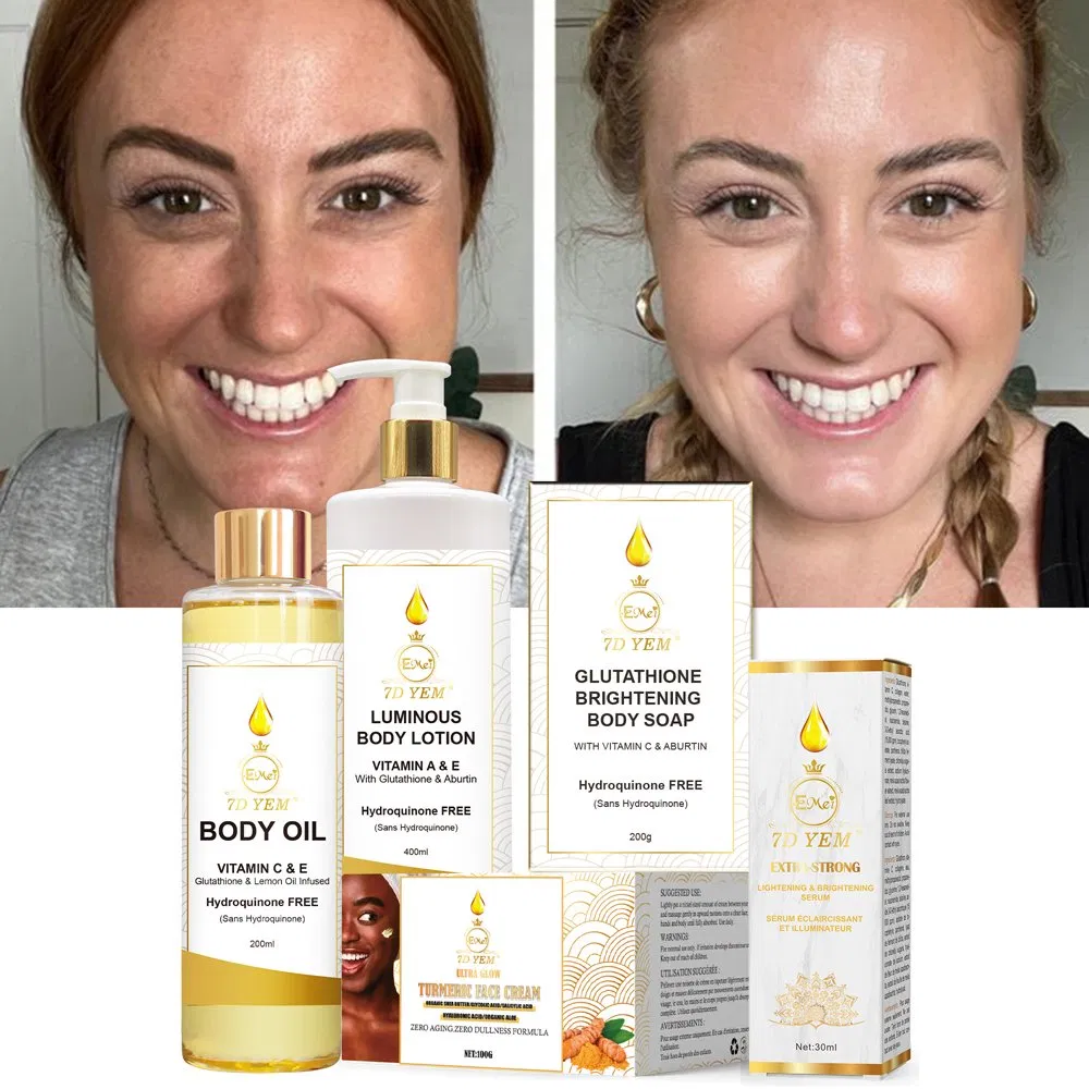 Hot Sale Private Label Beauty Product Body Oil Body Lotion Face Care Cream Oil Soap Skin Whitening Set Skin Brightening Care Kits Series