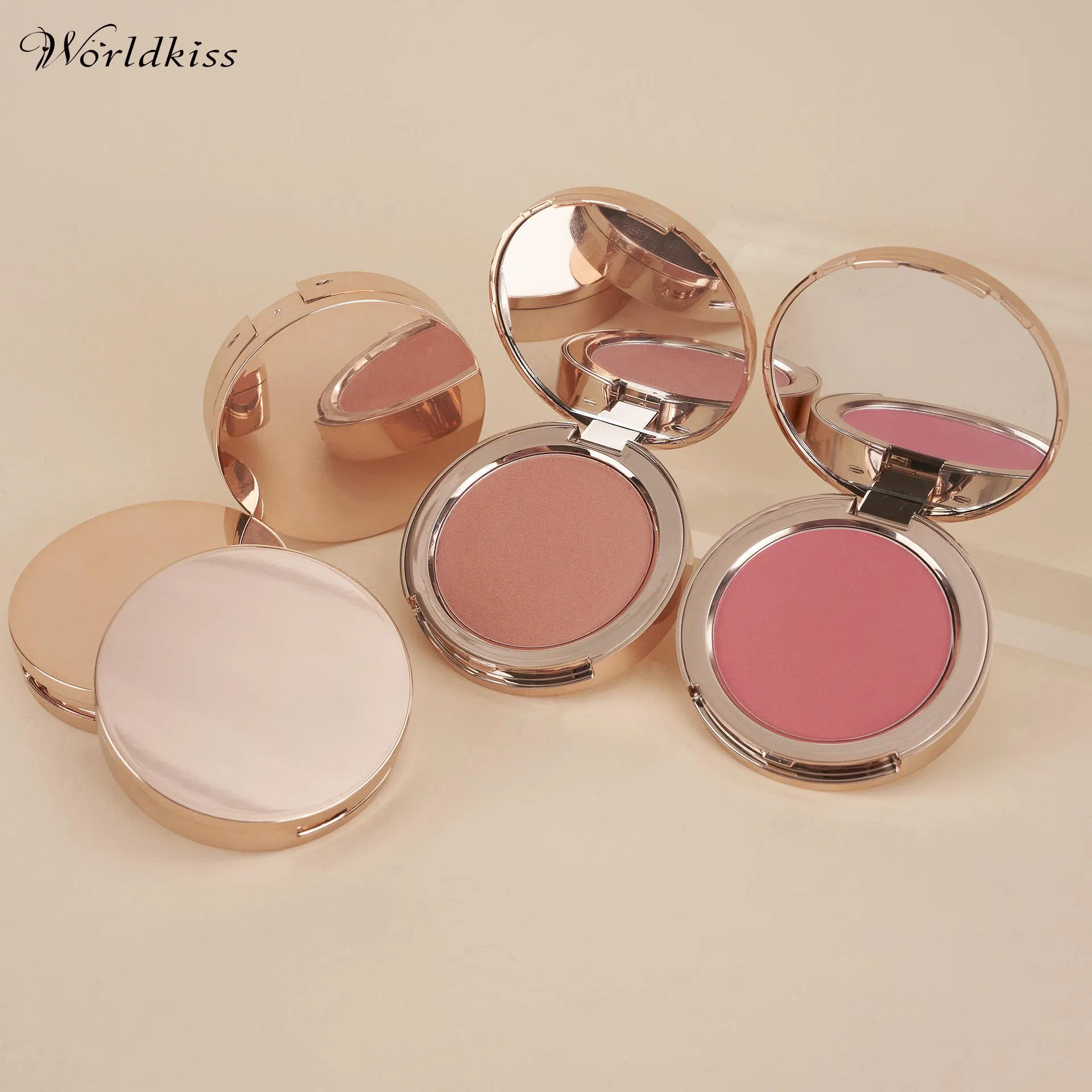 Rose Gold Shimmer Heart Shape Pressed Powder Makeup Blush Powder
