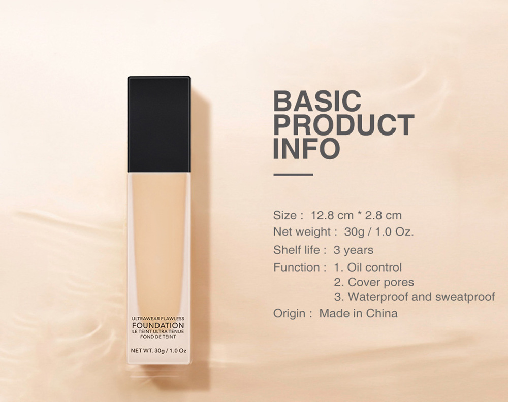 OEM Breathable Liquid Foundation High-Gloss Moisturizing Invisible Pores Natural Concealer Foundation