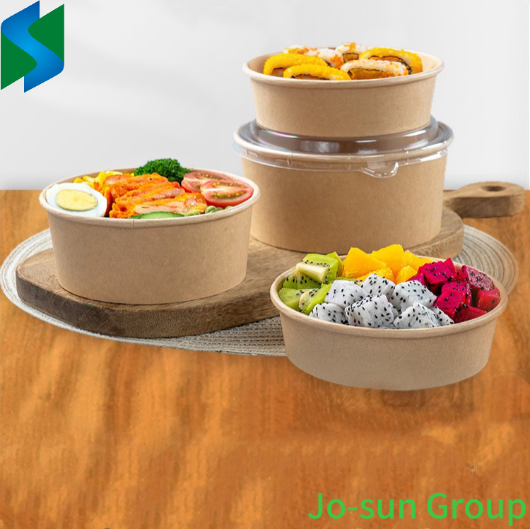 Disposable Kraft Paper Eco Disposable Brown Kraft Salad Cup Paper Bowl 500ml 700ml 1000ml 1200ml 1500ml