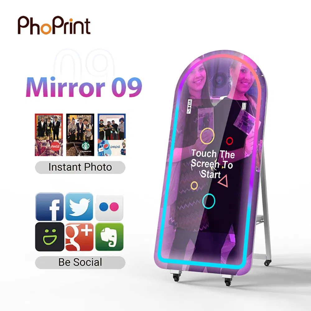 Magic Mirror Photo Booth with Printer Camera Mirror Photobooth Machine for Party Events Selfie Photo Mirror Booth