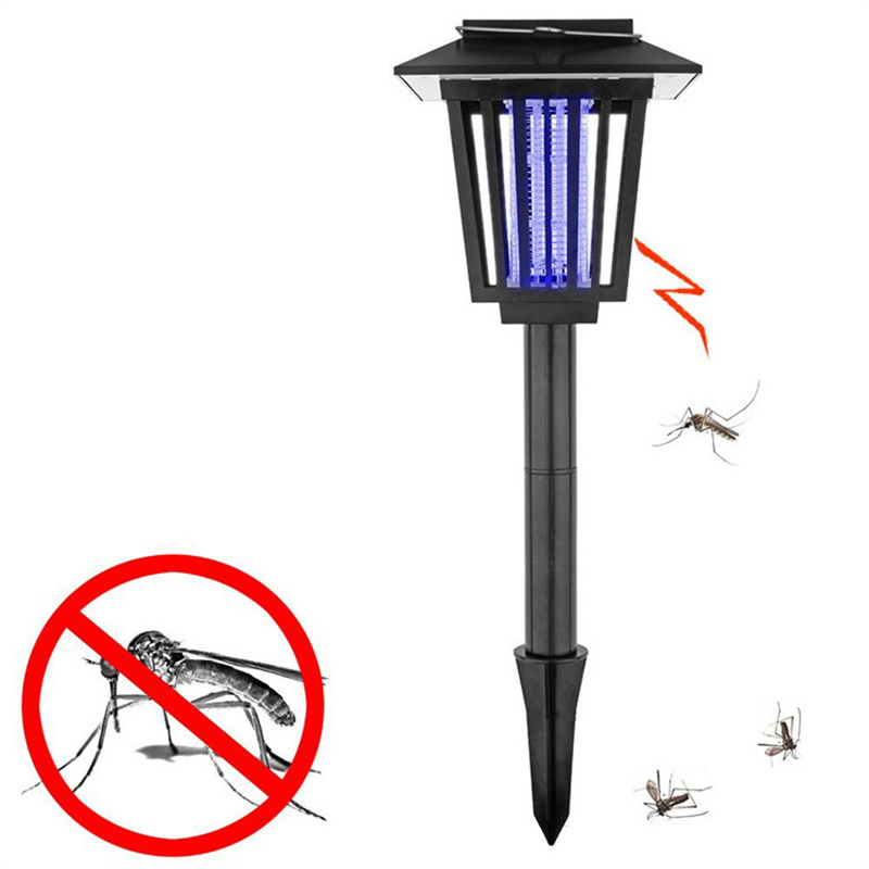 Solar Powered LED Mosquito Fly Bug Insect Zapper Killer Trap Lamp Light Outdoor