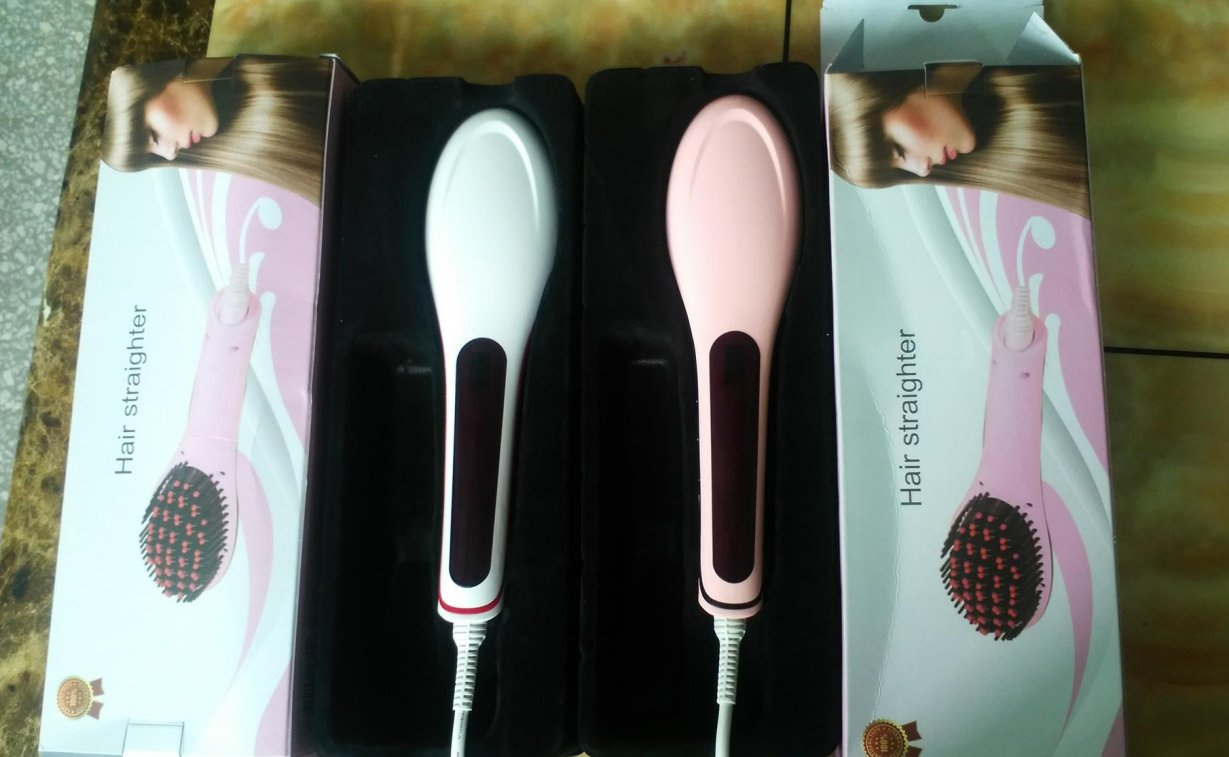 LCD Display Electric Hair Straightener Brush, Straightening Irons