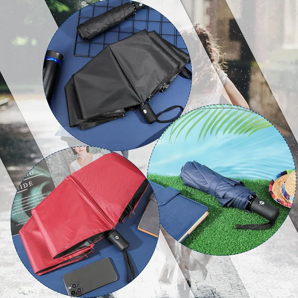 High Quality Custom Windproof Travel Outdoor Automatic Rain Umbrellas Compact 3 Fold Umbrella with Logo