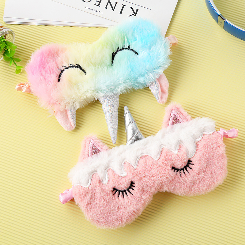 Custom Kids Eyemask 3D Cute Unicornn Cartoon Soft Plush Horn Sleeping Eyemask