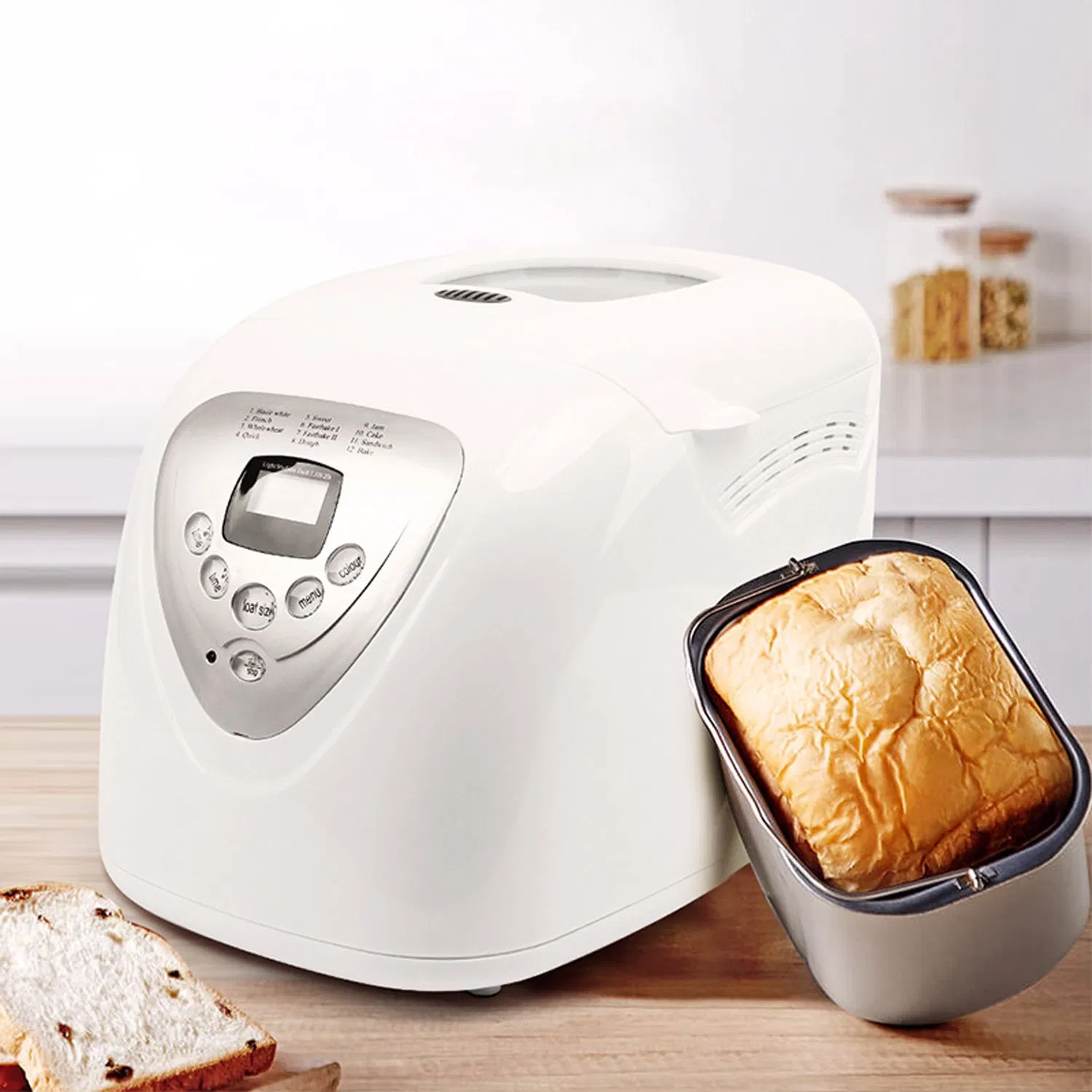 Auto Gluten-Free Setting White Breadmaker Machines Bread Maker with Nonstick Pan