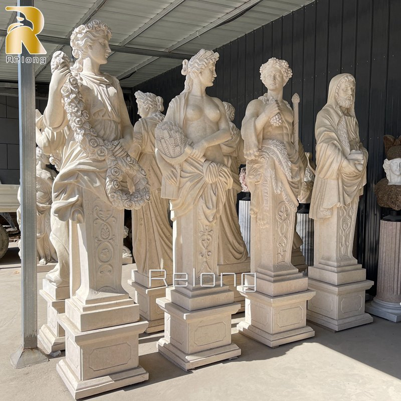 Villa Decorative Hand Carved Marble Sculpture Pillars Marble Greek Figure Column