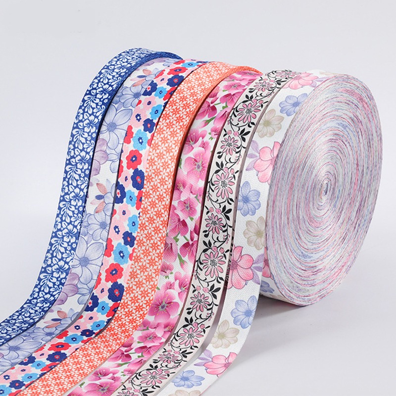 Лента полиэстер 3.8 см с печатью для одежды