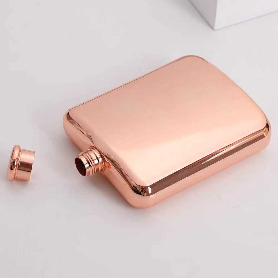Stainless Steel 6 Oz Copper Golden Silver Stainless Steel Food Grade Hip Flask Set with Funnel and Shot Glass for Mackmyra Binboa
