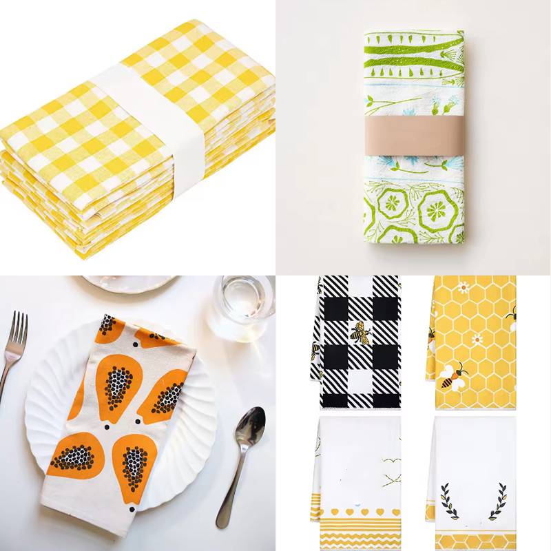Hot Sale Lemon Printing Terry Towelling Tea Towels Dish Absorbent Kitchen Cotton Towel