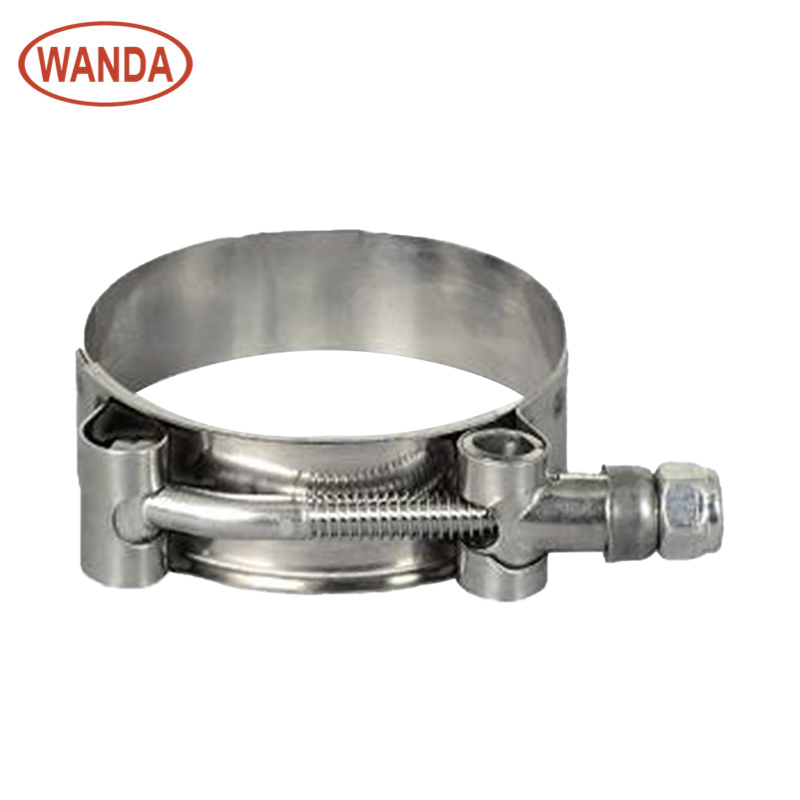 China Manufacture 304 Stainless Steel T Bolt Strong Throat Hoop European Style Hose Clamps